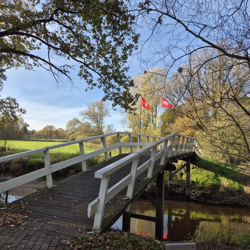 Witte houten brug over de Dinkel